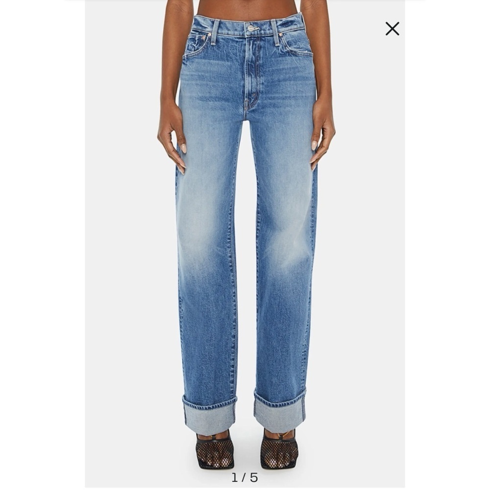 MOTHER Superior The Dodger Skimp Cuffed Jeans Medium Blue 24 - Picture 13 of 14